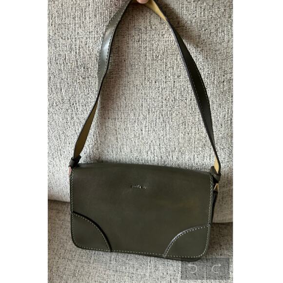 Emilie m Y2K green, leather, baguette shoulder hand bag - Picture 1 of 11